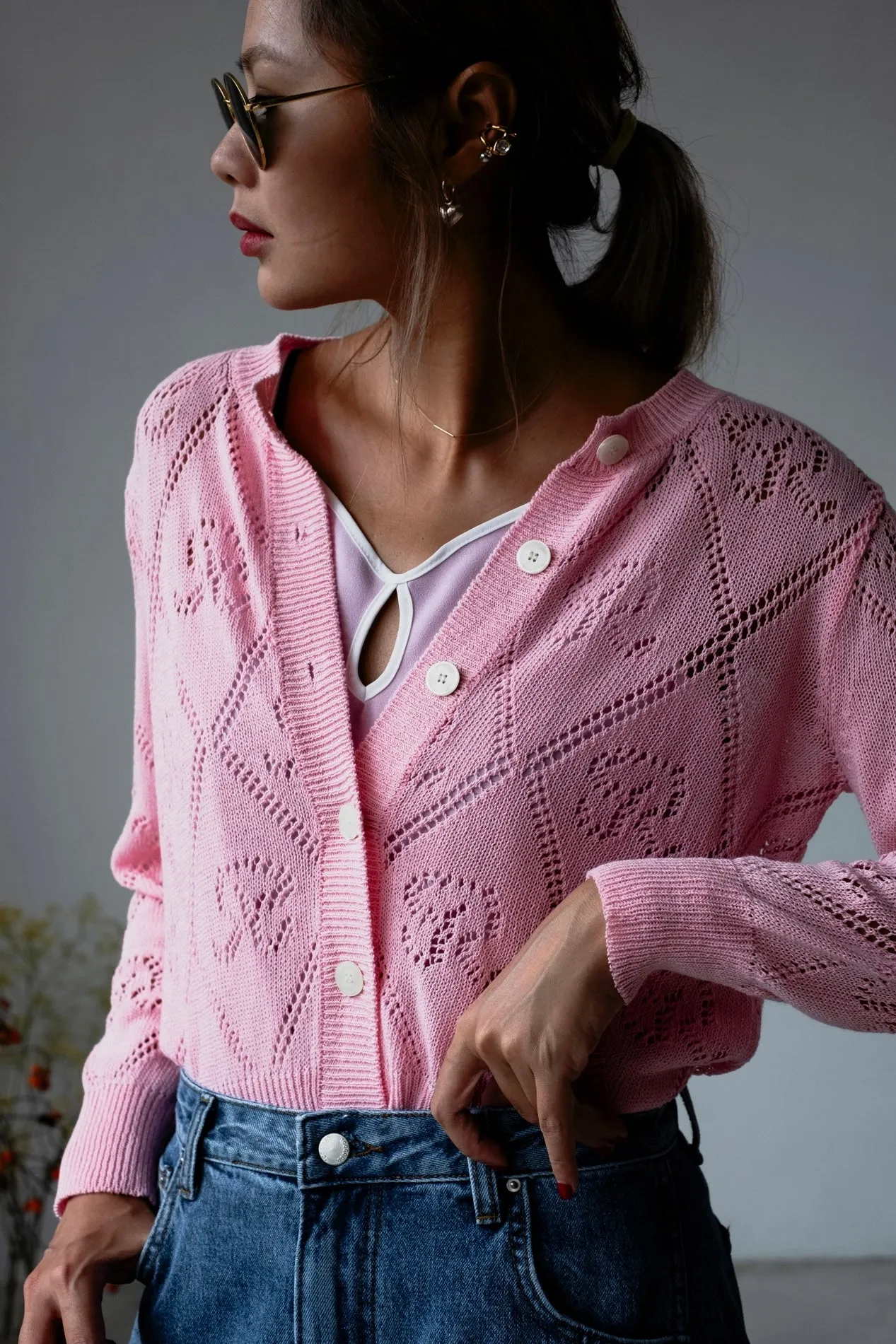 BABY PINK  CROCHET CARDIGAN