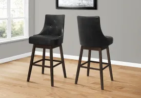 Barstool - 2Pcs / 46"H / Black Leather-Look / Swivel