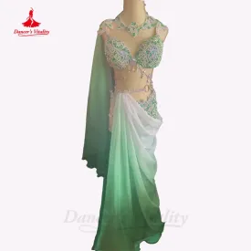 Belly Dance Costume Women High-End Custom Senior Bra Tencel Long Skirt 2pcs Female Children Oriental Belly Dancing Wear Outfit