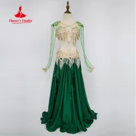 Belly Dance Performance Costume Suit Customzied for Women Senior Stones Bra Belt Skirt Oriental Belly Dancing Competiton Outfit