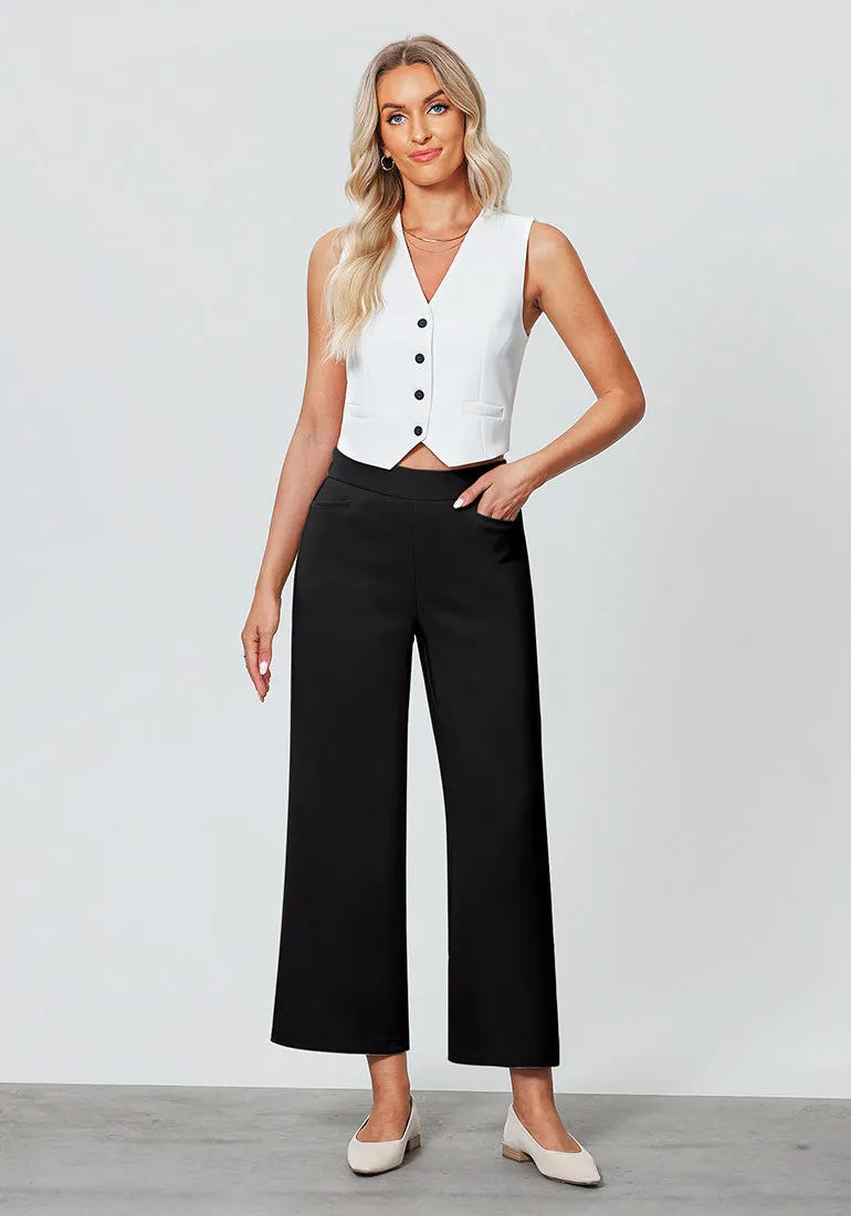 Black Women's Workwise High Rise Slacks Wide Trouser Pant Trousers Wideleg