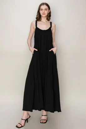 Frill Sleeveless A-Line Maxi Dress