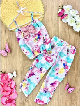 Girls Spaghetti Strap Bubble Top And Capri Pants Set