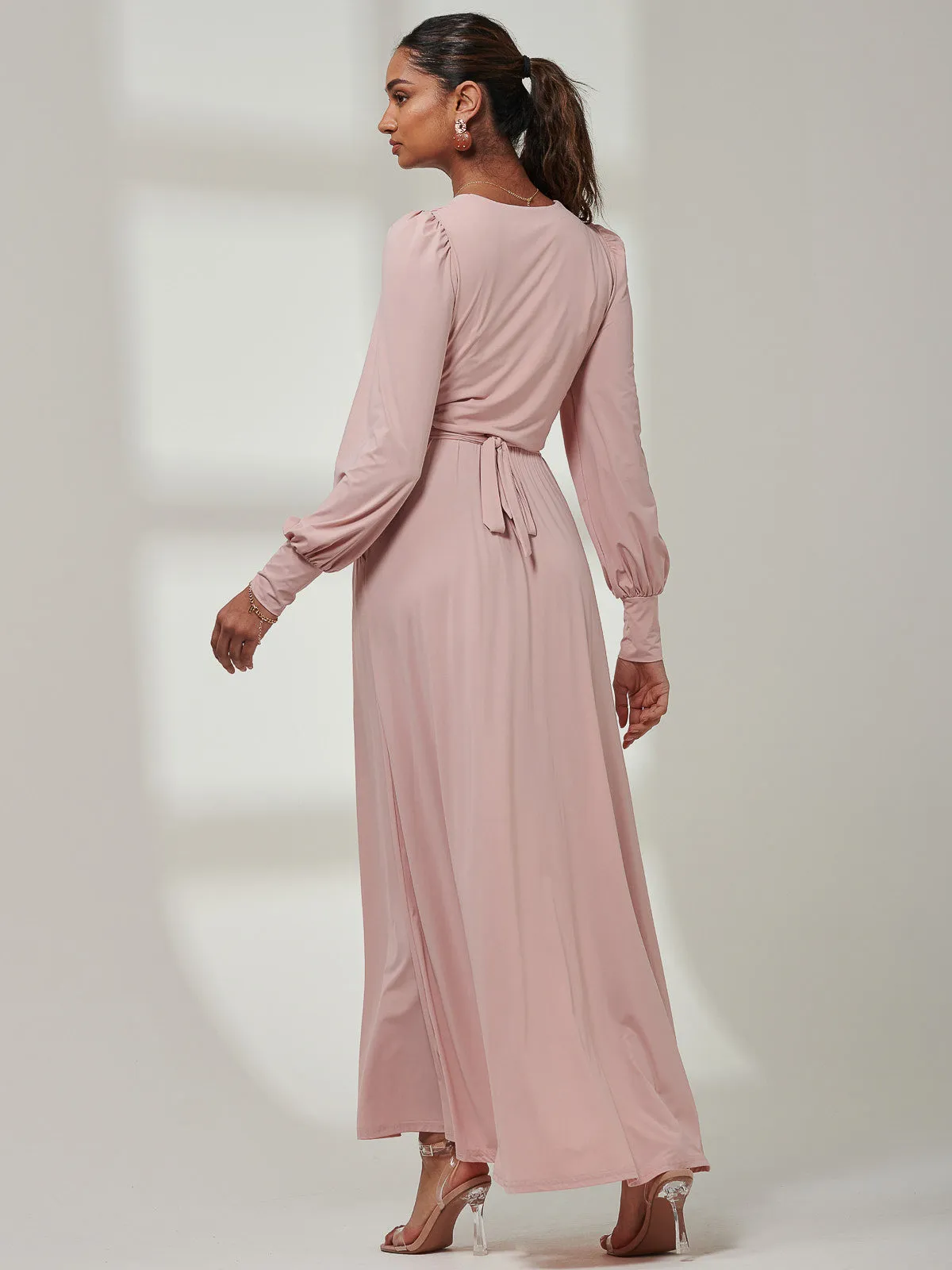 Giulia Long Sleeve Maxi Dress, Dusty Pink