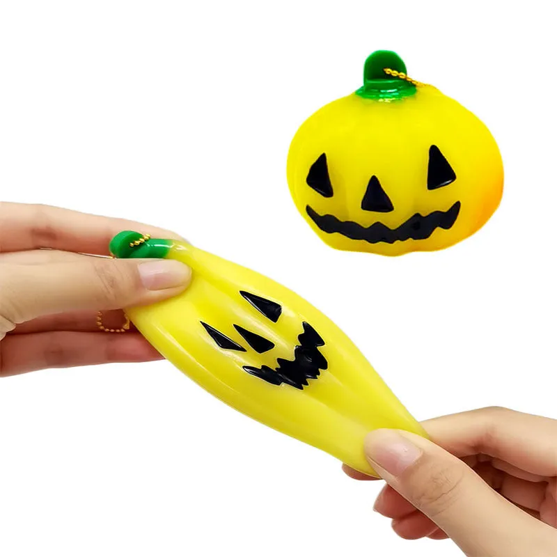 Halloween Stress Relief Toy Simulation Pumpkin Squeeze Squeezing Toy Keychain