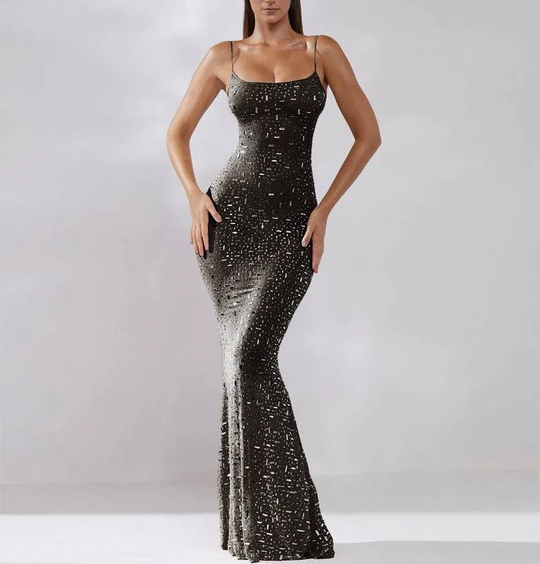 Hilarie Spaghetti Strap Embellished Maxi Dress