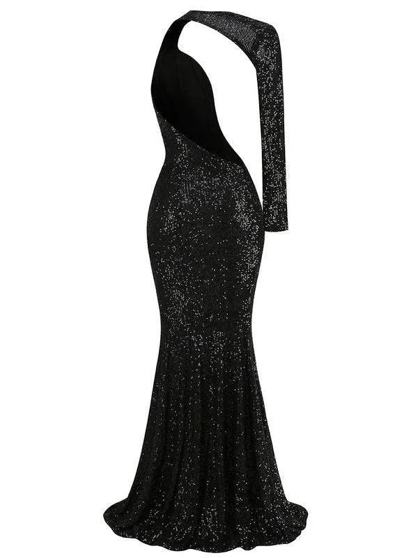 Katherine One Shoulder Sequins Maxi Dress