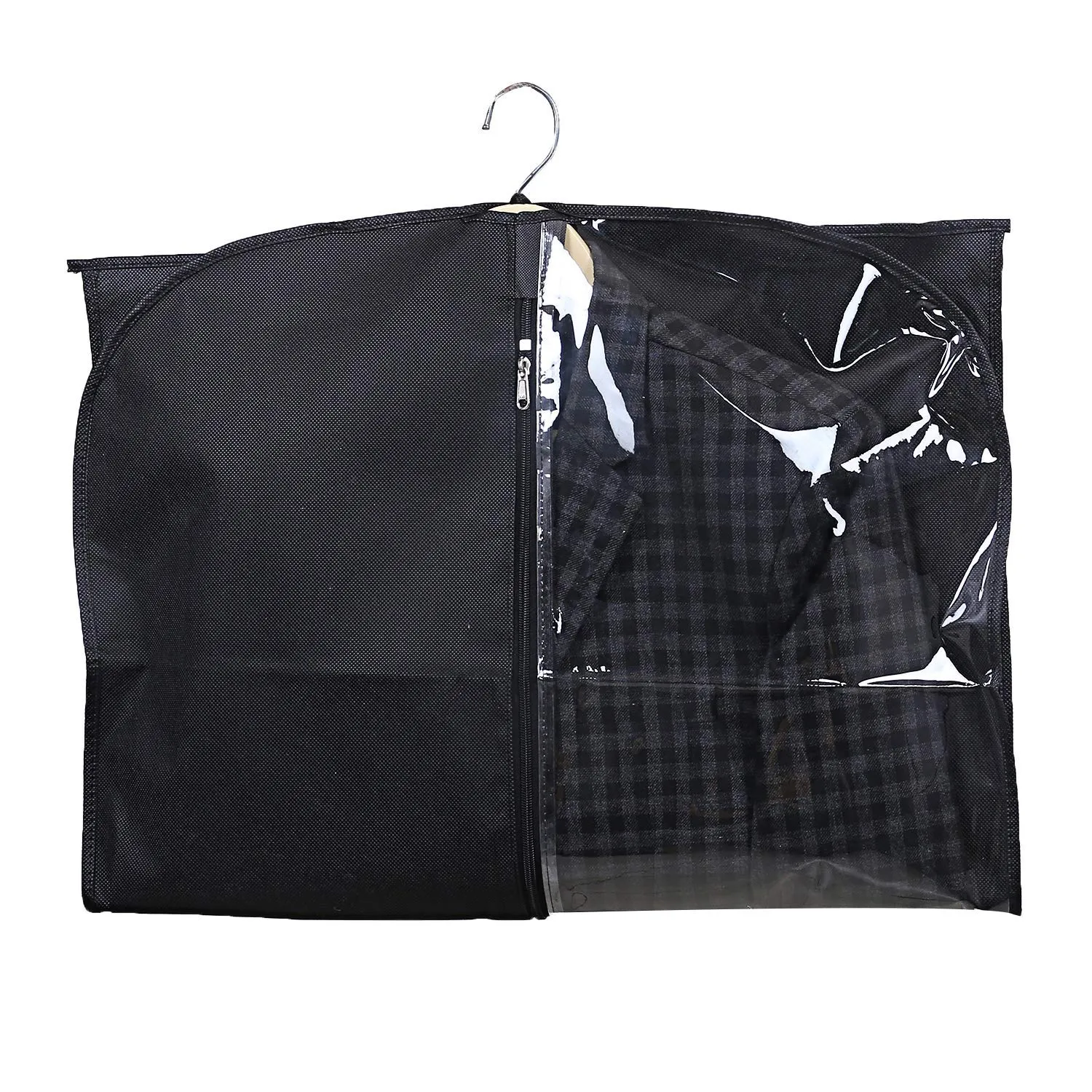 Kuber Industries 12 Pieces Half Transparent Non Woven Men's Coat Blazer Suit Cover (Black) -CTKTC41364