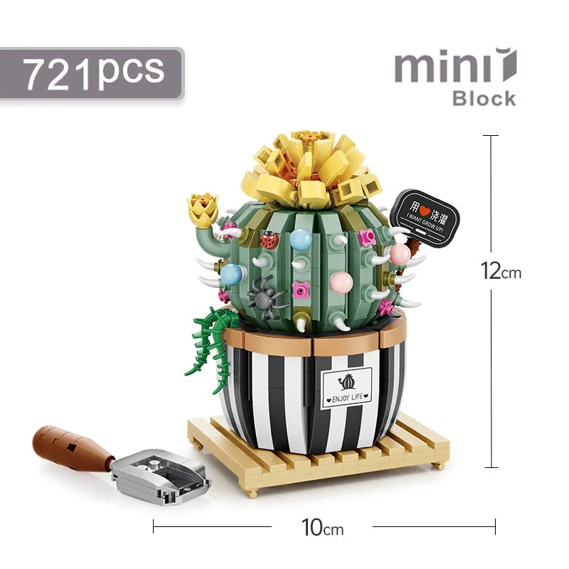 Mini Building Block Flower DIY Creative Bouquet Home Decoration Potted Flower 3D Model Assembled Brick Children's Toy Girl Gift