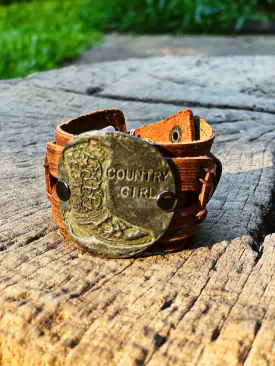 Molten Metal Country Girl Distressed Leather Cuff