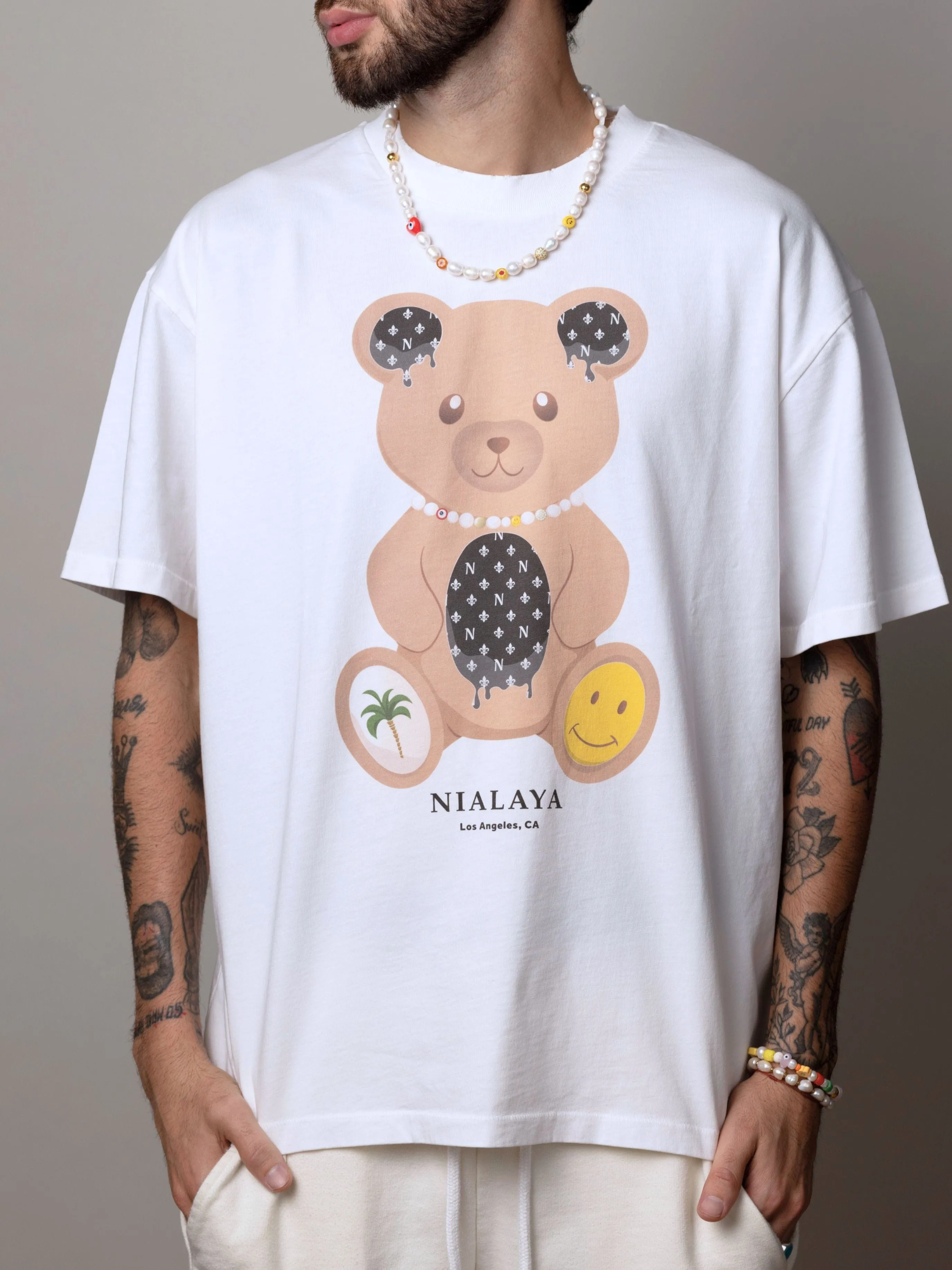 Nialaya LA Happy Bear Tee in White