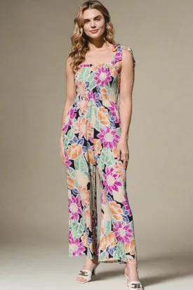 ODDI Full Size Floral Sleeveless Wide Leg Jumpsuit