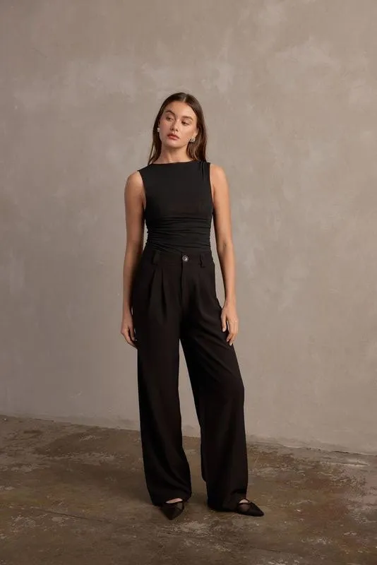 Raef The Label Olivia Wide Leg Pant - Black