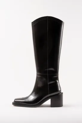 SAMANTA - Black Polished Leather Hight Boots