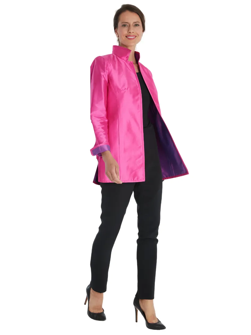 Silk Dupioni Reversible Car Coat