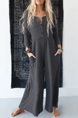 Wide-leg Charcoal Jumpsuit